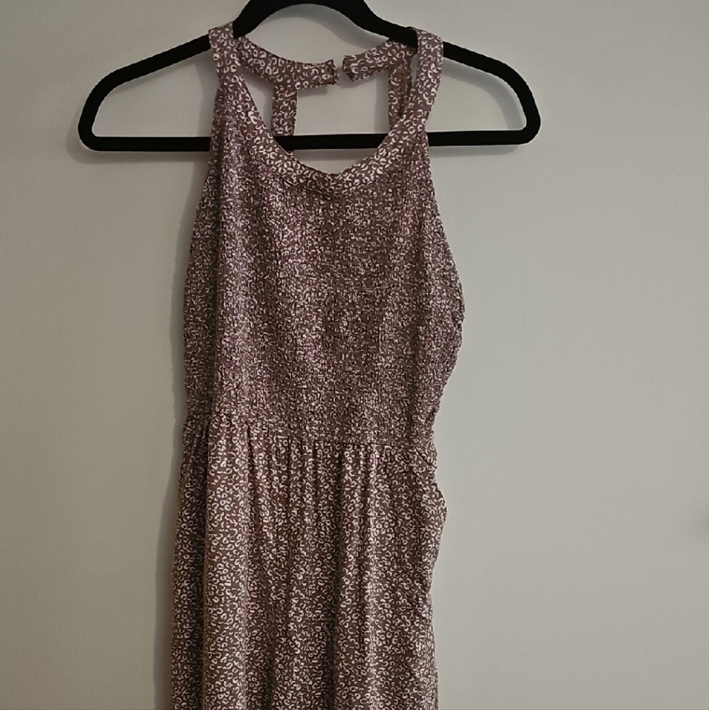 Jessica Simpson Dusty Mauve Floral Tie-Back Midi Dress